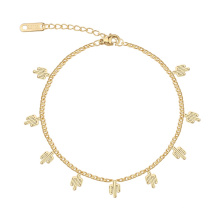 New Arrival Women Cactus Around Clasp 14K Gold Plated Stainless Steel Bracelet Jewelry